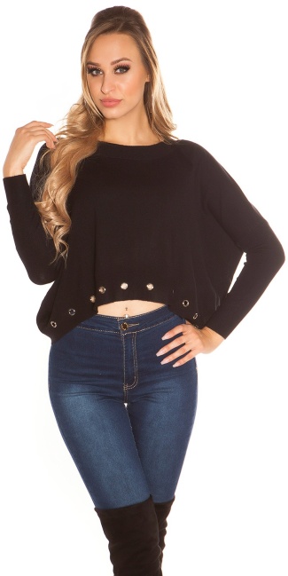 pullover with trendy lugs Black